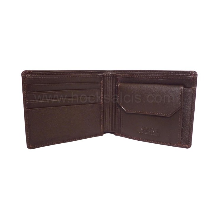 Dark brown bifold mens leather wallet with coin pouch – Hocks-Alcis handmade